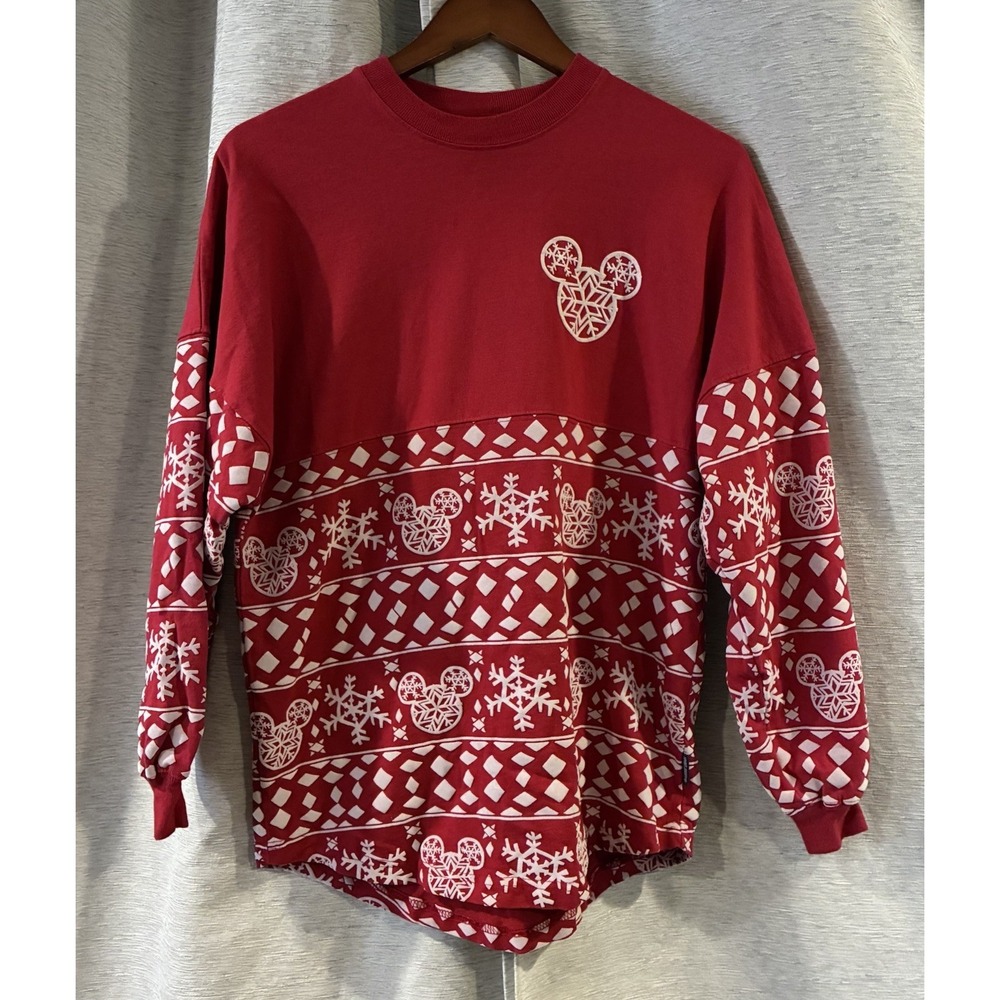 Disney Parks Mickey Mouse Spirit Jersey Merry & Bright Red Christmas XS